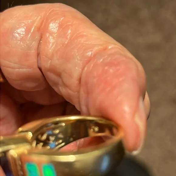 Tanzanite and diamond and fire opal ring - Picture 5 of 8